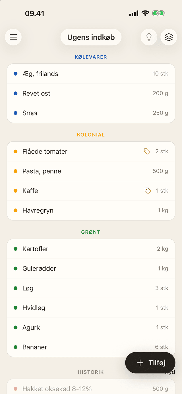 Den delte indkøbsliste