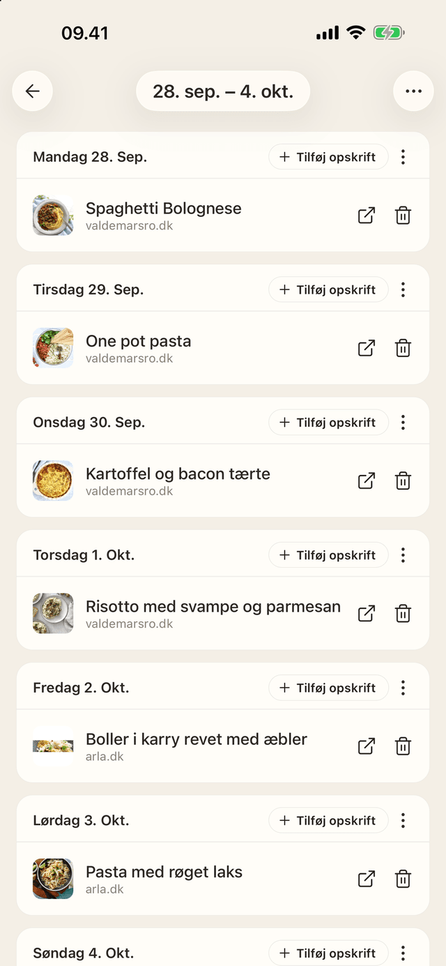 Ugens madplan
